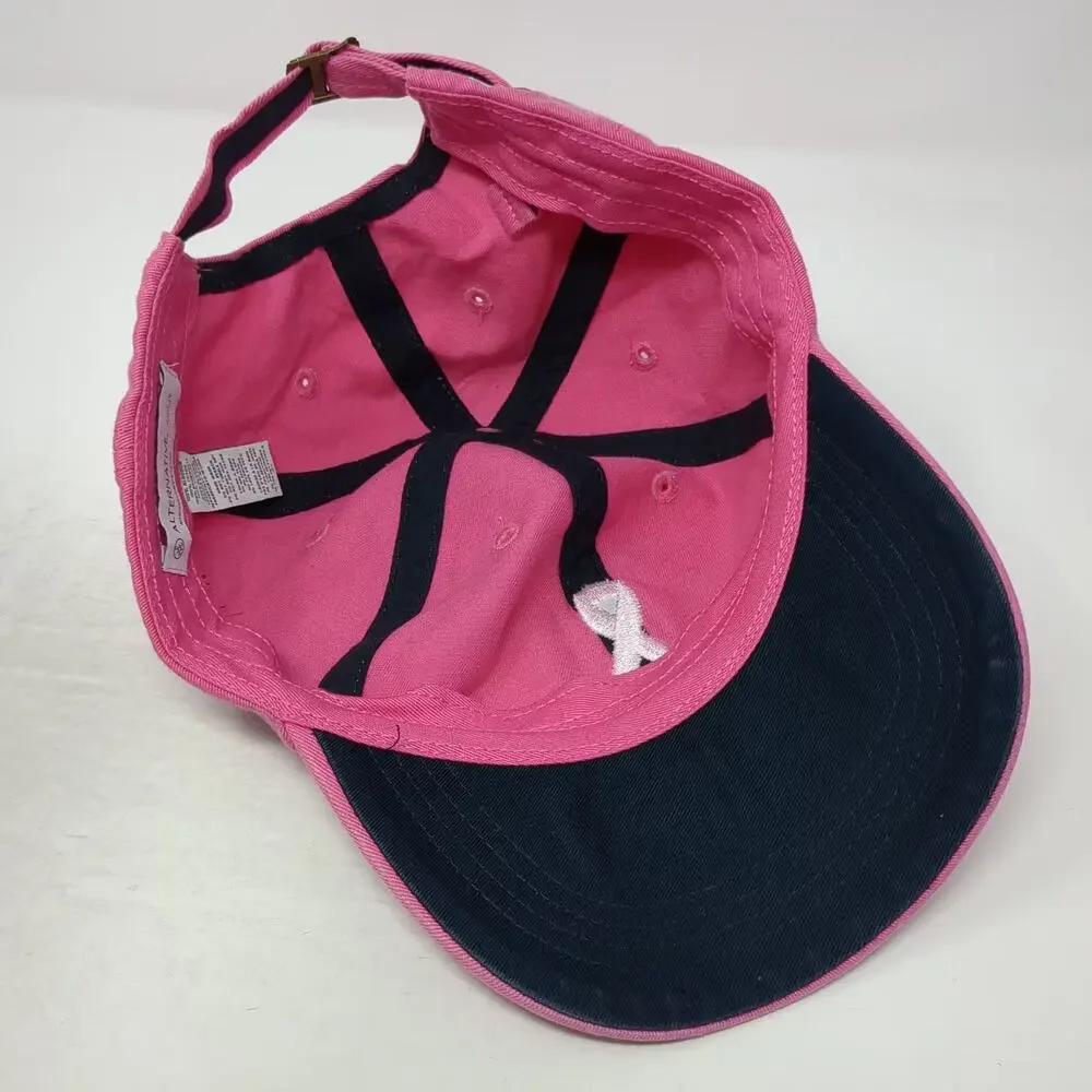 Alternative Baseball Cap Pink White OS Ribbon ConocoPhillips Logo Slideback Hat - Picture 7 of 9